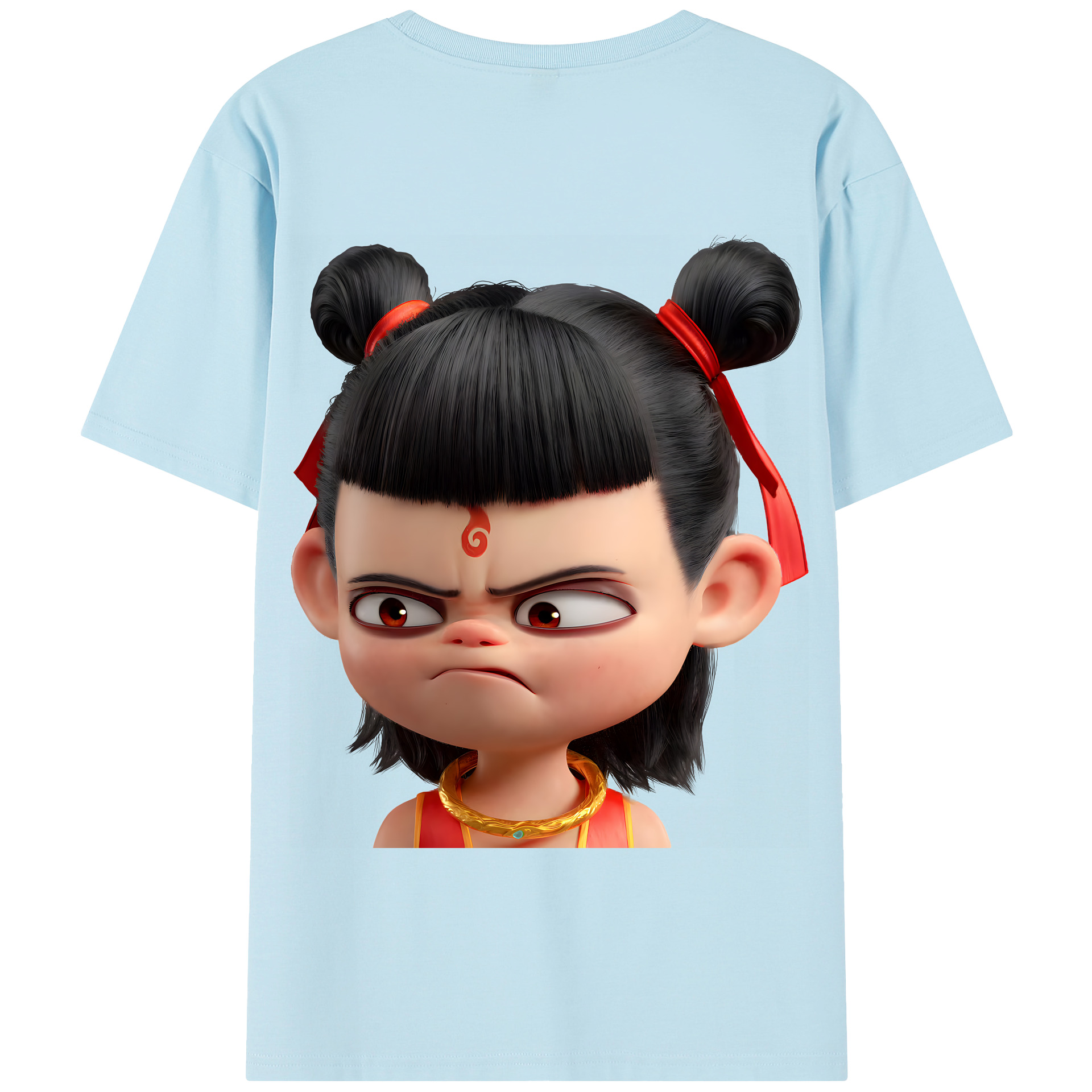 （画像用） Ne Zha 2 ナタ 魔童の大暴れ 綿100％半袖Tシャツ（背面プリント）